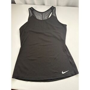 Nike Women's Athletic Tank Top Ribbed Black Activewear Racerback Mesh